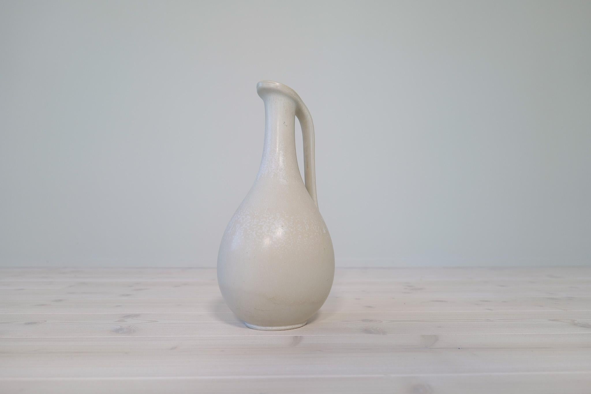 Midcentury Modern Large White and Grey Vase Rörstrand by Gunnar Nylund, Sweden 1
