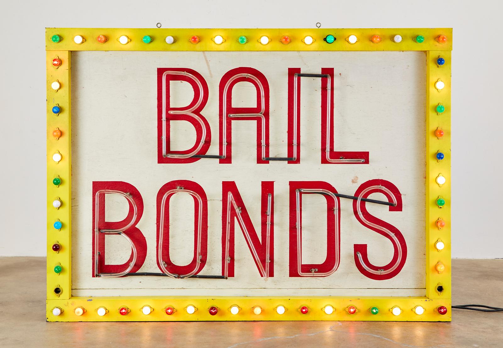 American Midcentury Las Vegas Strip Neon Bail Bonds Sign Art