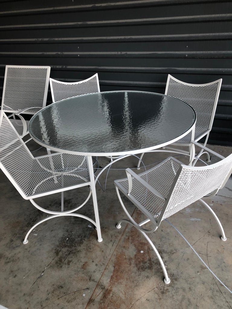 MidCentury Modern Bob Anderson Refinished Wrought Iron Glass Patio