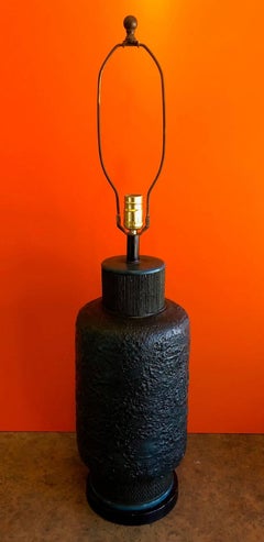 Lampe de bureau aigue-marine émaillée à la lave du milieu du siècle dernier de Pieri Tullio