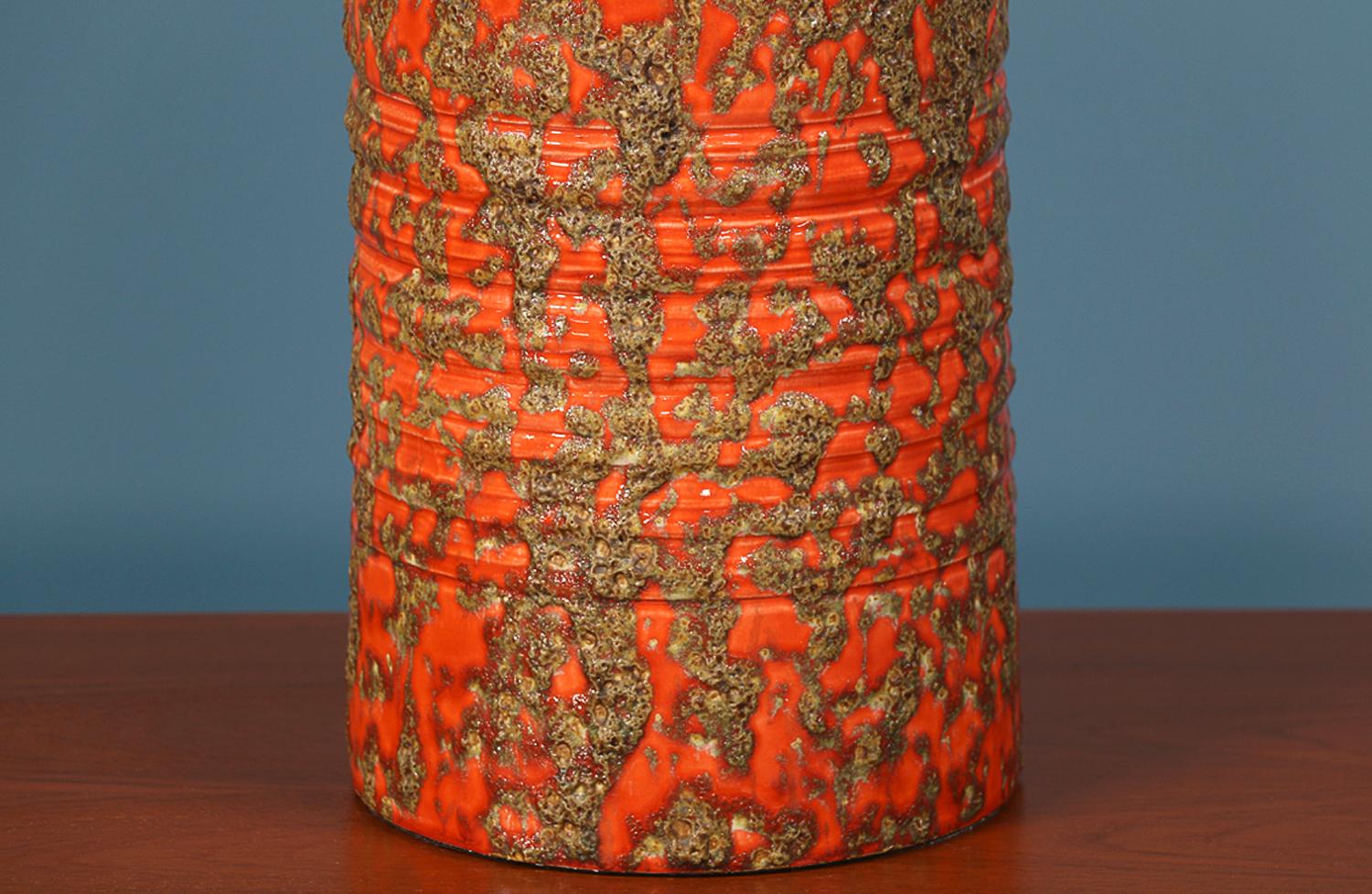 American Midcentury Lava-Glazed Ceramic Table Lamp