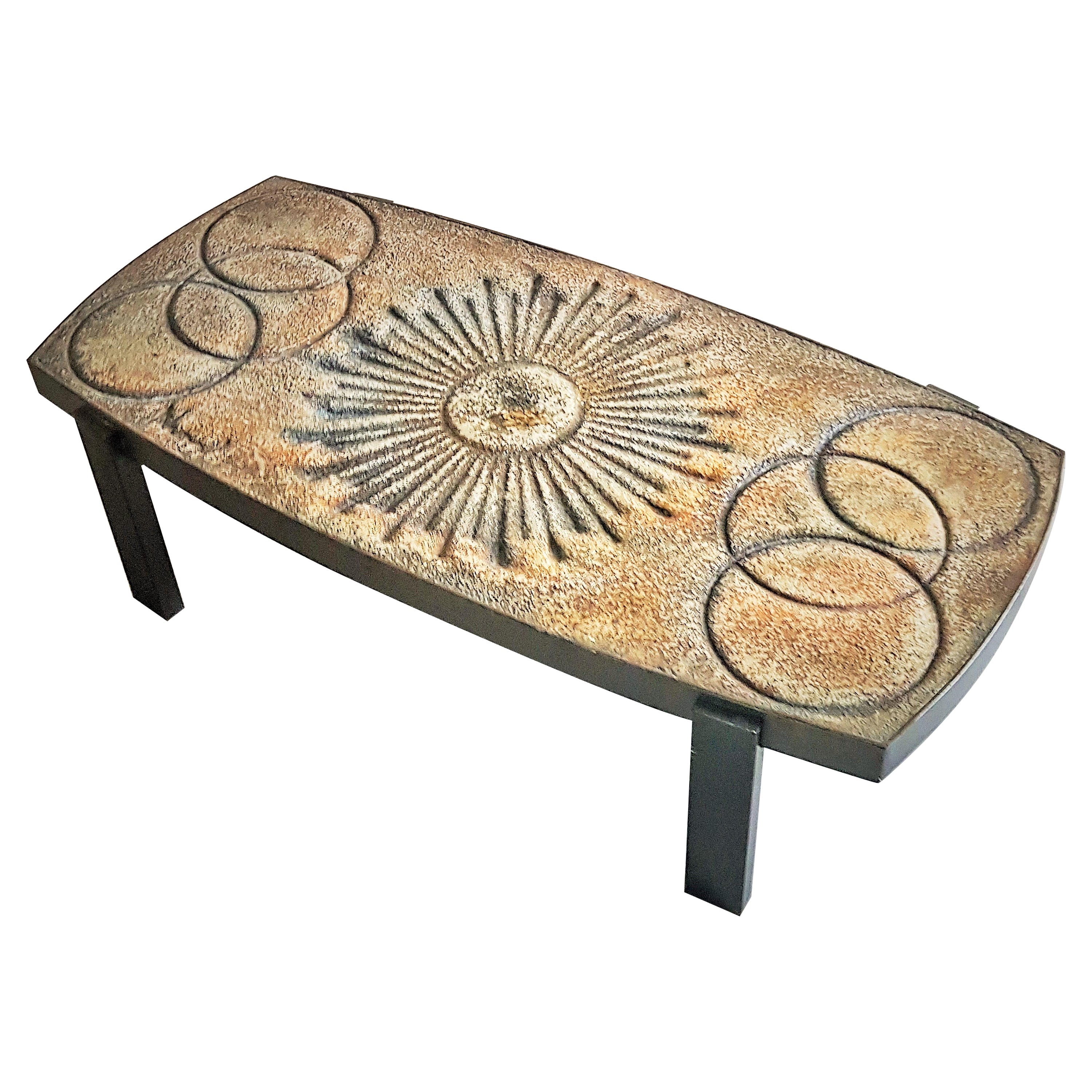Midcentury Lava Stone Coffee Side Table by Chaty, Vallauris France, 1960s