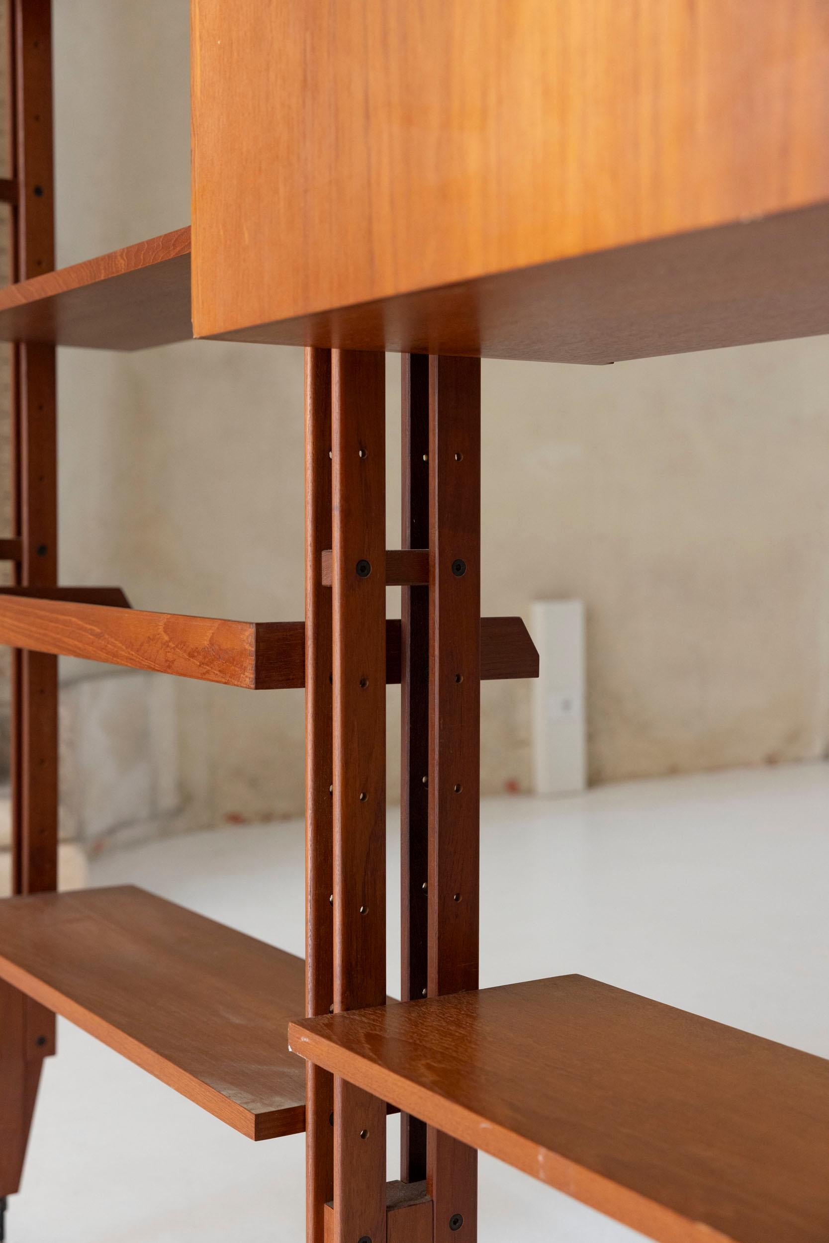 Italiano Libreria modulare LB7 di metà secolo disegnata da Franco Albini per Poggi, Italia 1957