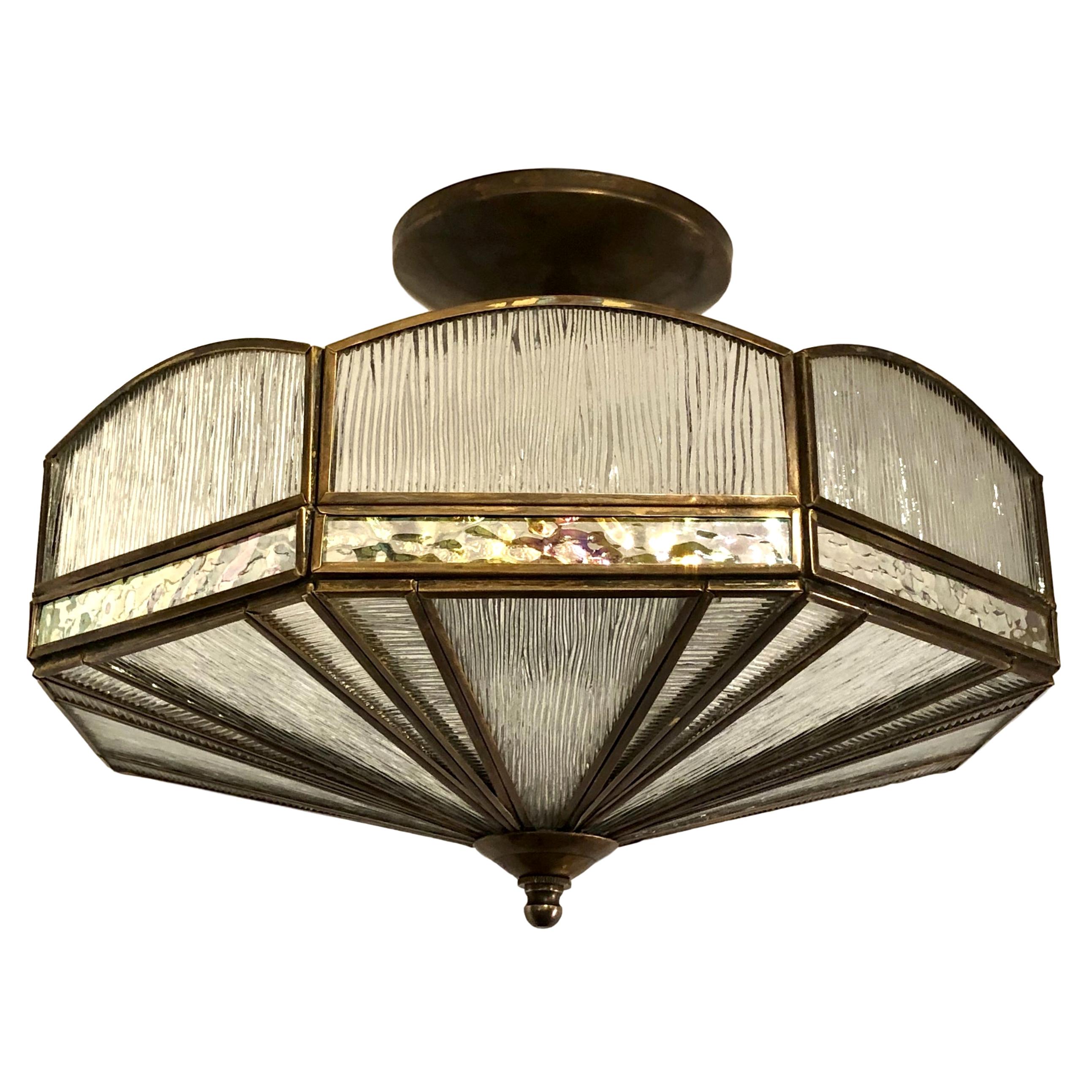 Leaded Glass Pendant Light Fixture For Sale at 1stDibs