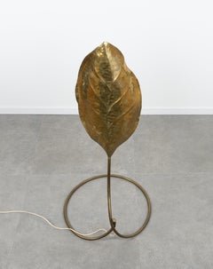 Midcentury Leaf Floor Lamp in Brass by E. Cerfagli, Italy Firenze 1970