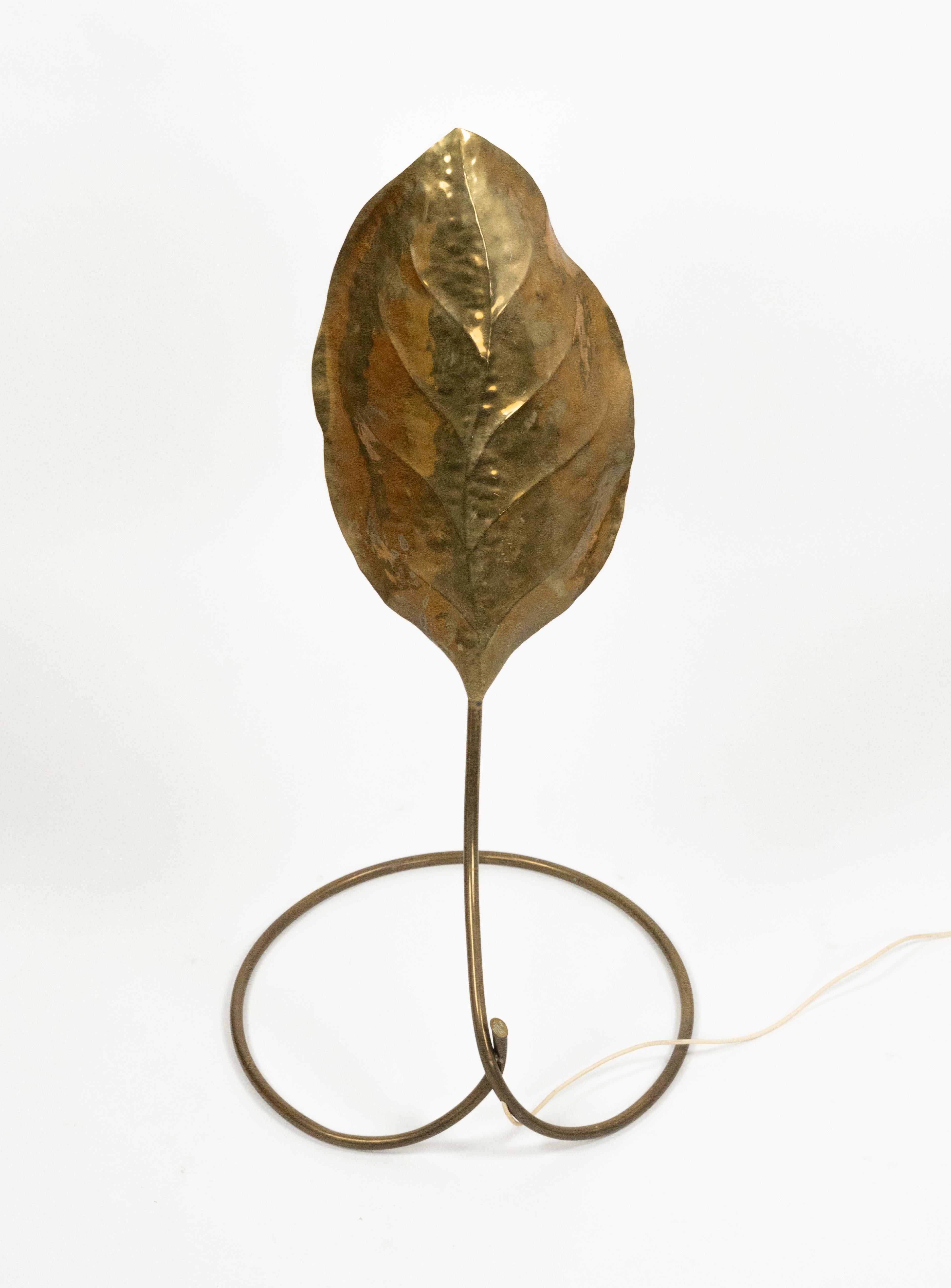 Italian Midcentury Leaf Floor Lamp in Brass by E. Cerfagli, Italy Firenze 1970 For Sale