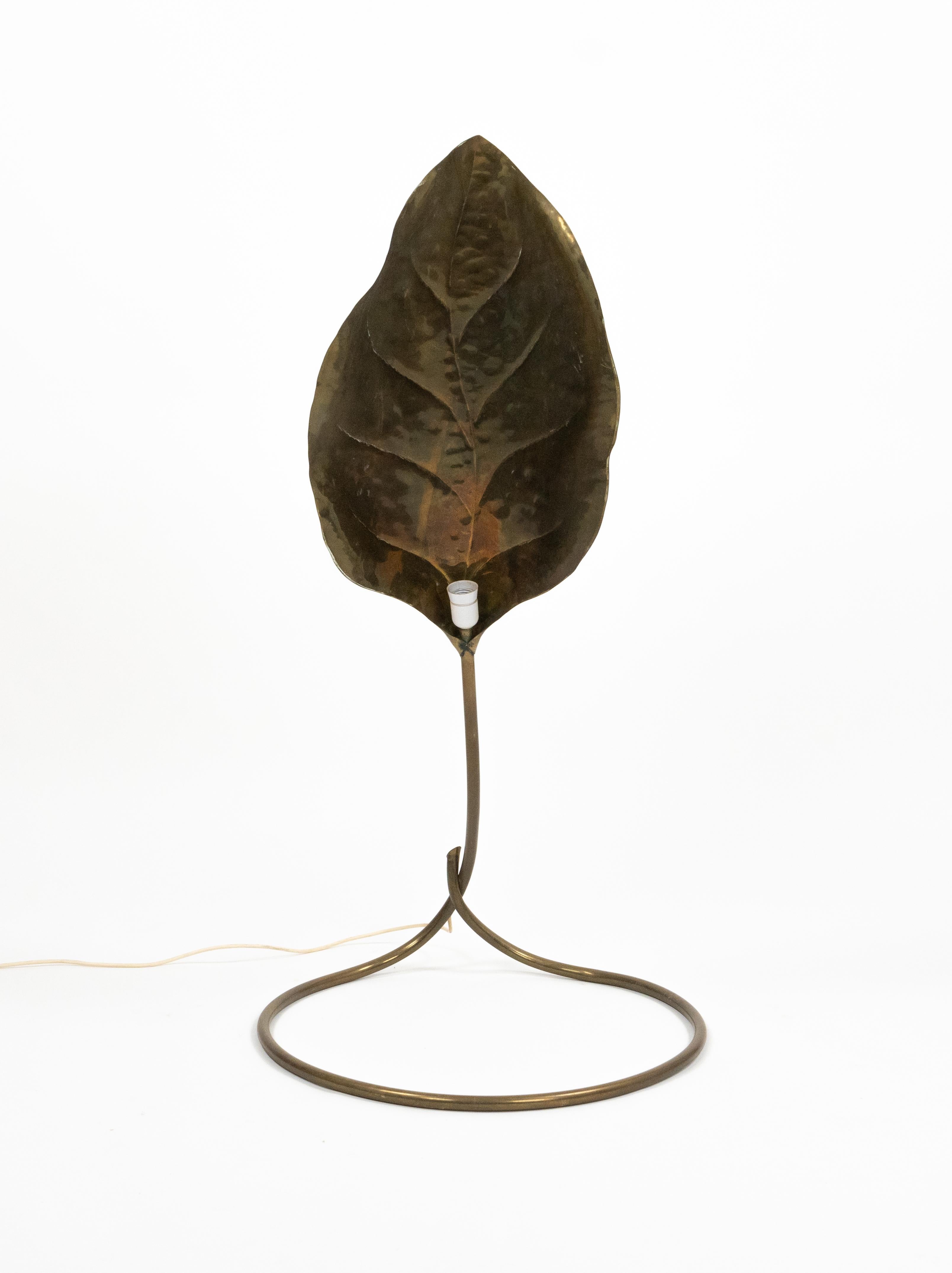 Metal Midcentury Leaf Floor Lamp in Brass by E. Cerfagli, Italy Firenze 1970 For Sale