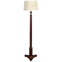Midcentury Leather and Brass Standard Lamp