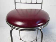 Midcentury Leather and Iron Bar Stool