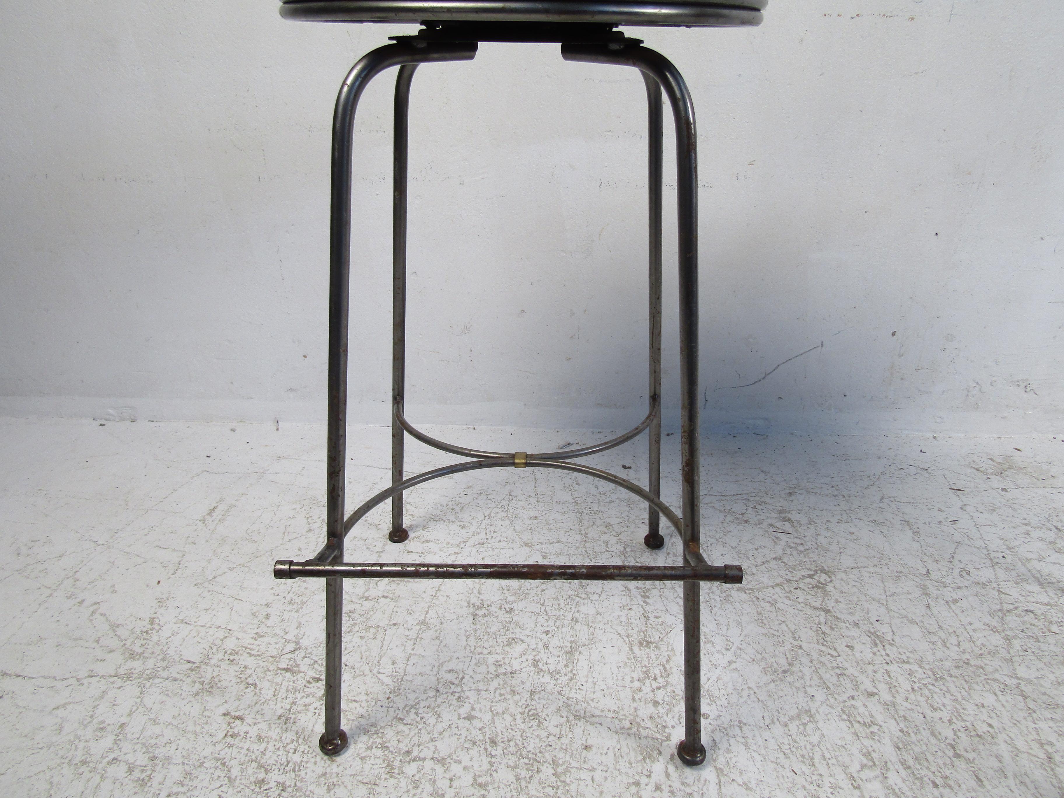 Mid-Century Modern Midcentury Leather and Iron Bar Stool For Sale