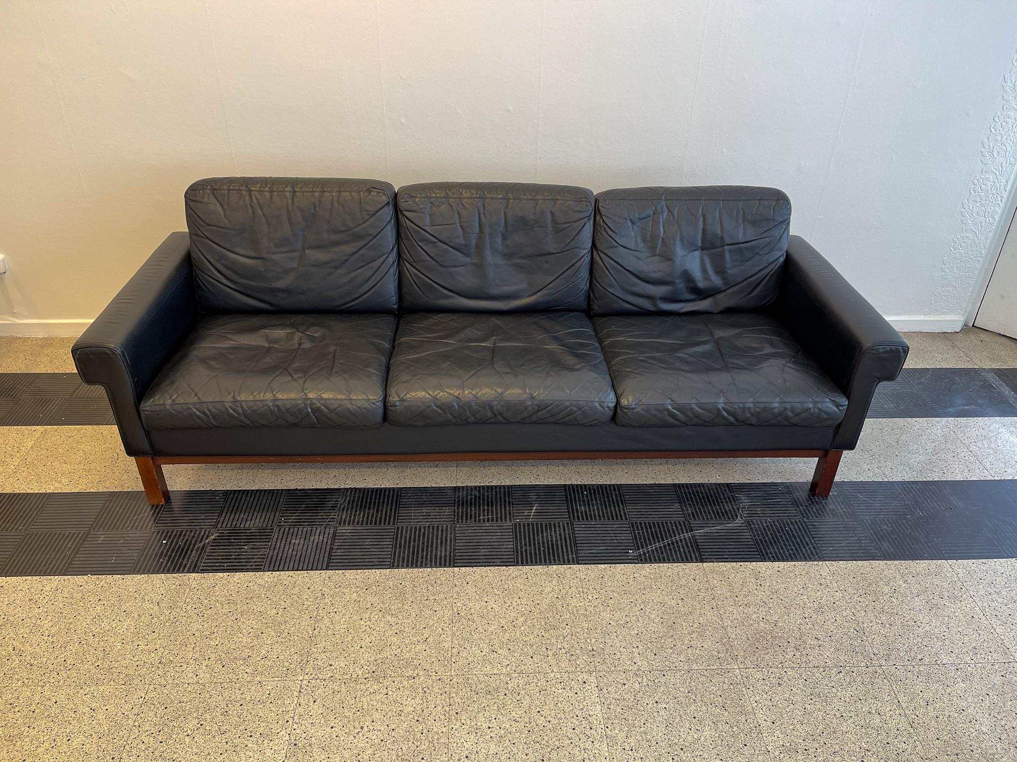ikea blue leather sofa