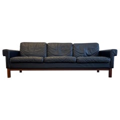 Vintage Midcentury Leather and Teak Sofa "Gotland" Ikea, Sweden, 1967