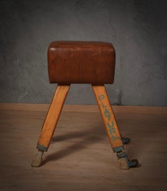 Midcentury Leather and Wood Italian Gymnastics Horse, 1960