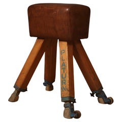 Italienisches Gymnastikpferd aus Leder und Holz aus der Mitte des Jahrhunderts, 1960