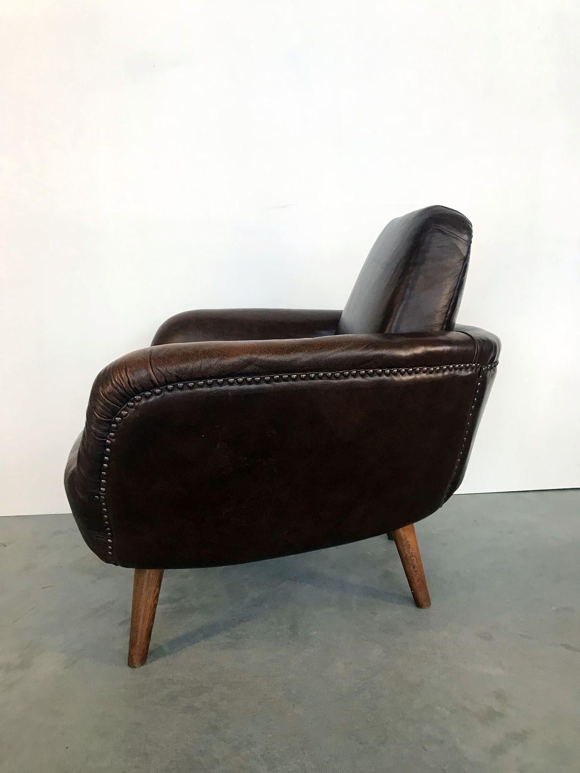 Mid-Century Modern Midcentury Leather Armchair For Sale