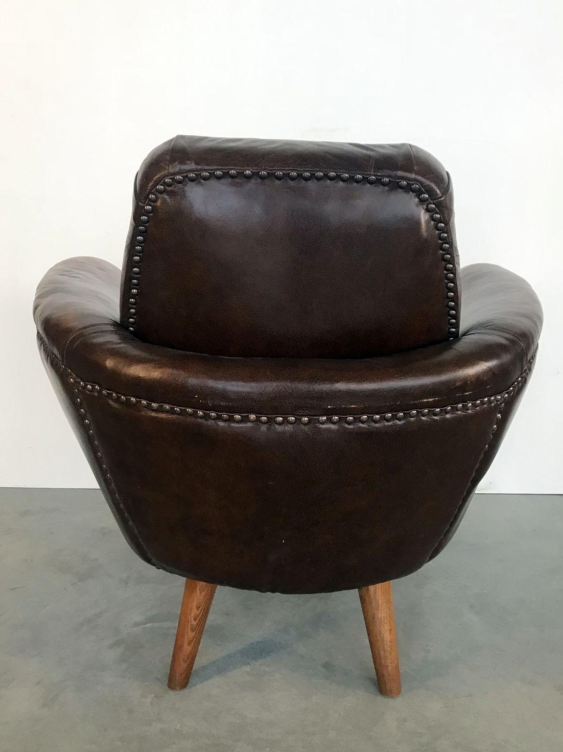 Late 20th Century Midcentury Leather Armchair For Sale