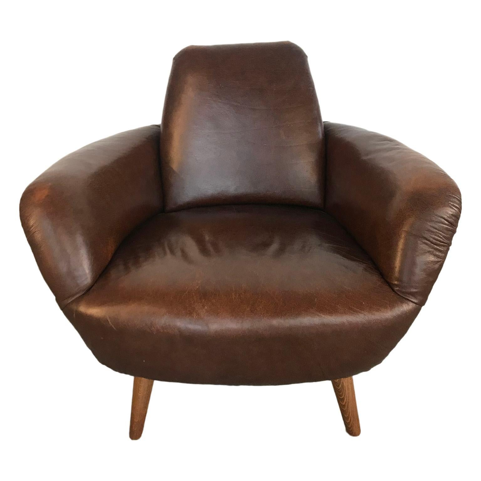 Midcentury Leather Armchair For Sale