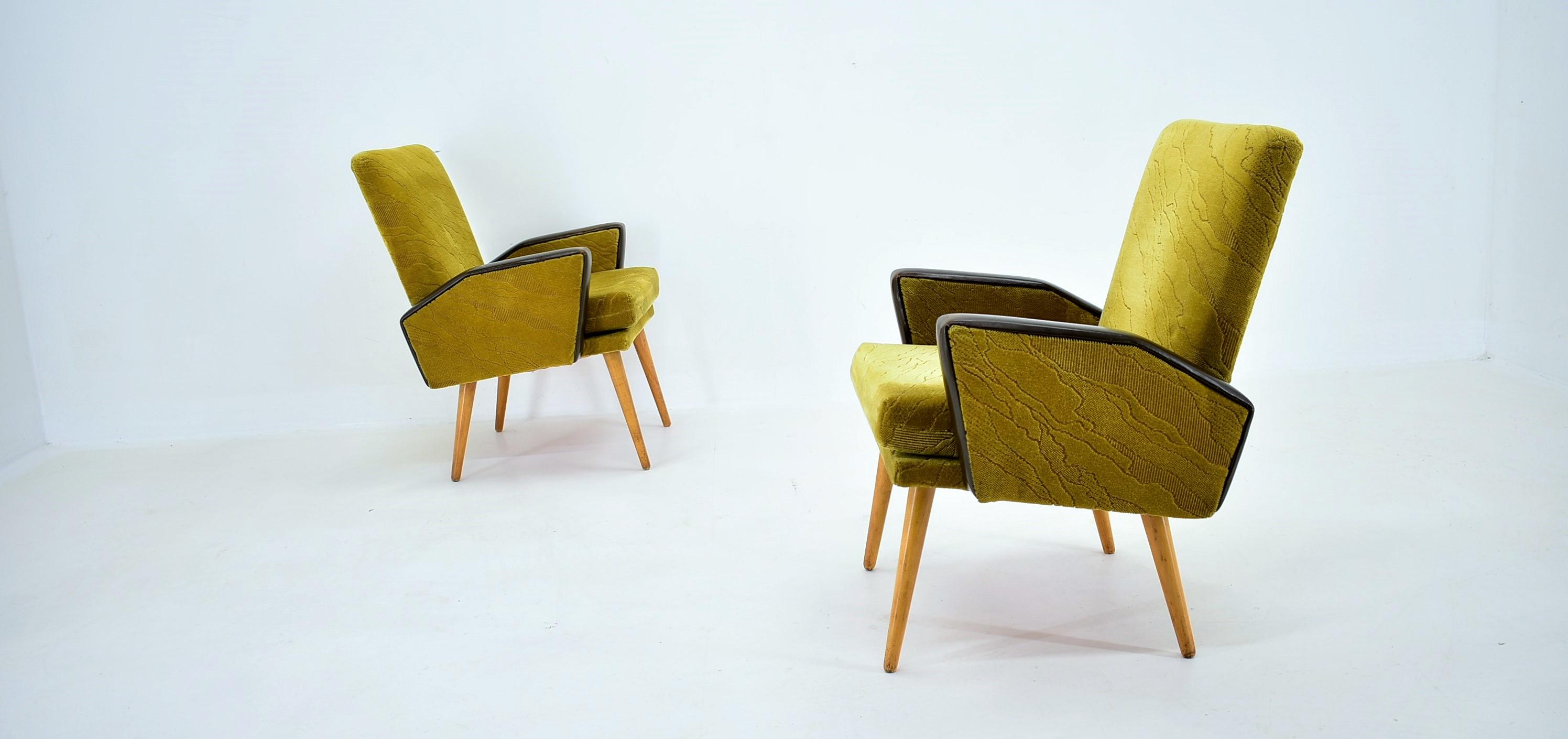 Mid-Century Modern Midcentury Leather Armchairs Designed by Miroslav Navrátil, 1970s For Sale