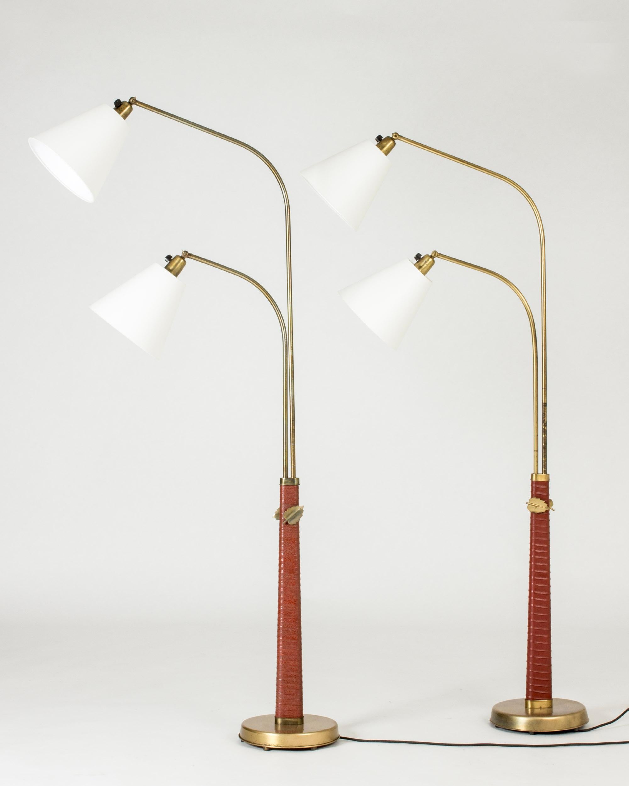 Swedish Midcentury leather Floor Lamps by Hans Bergström, Sweden, 1930s For Sale