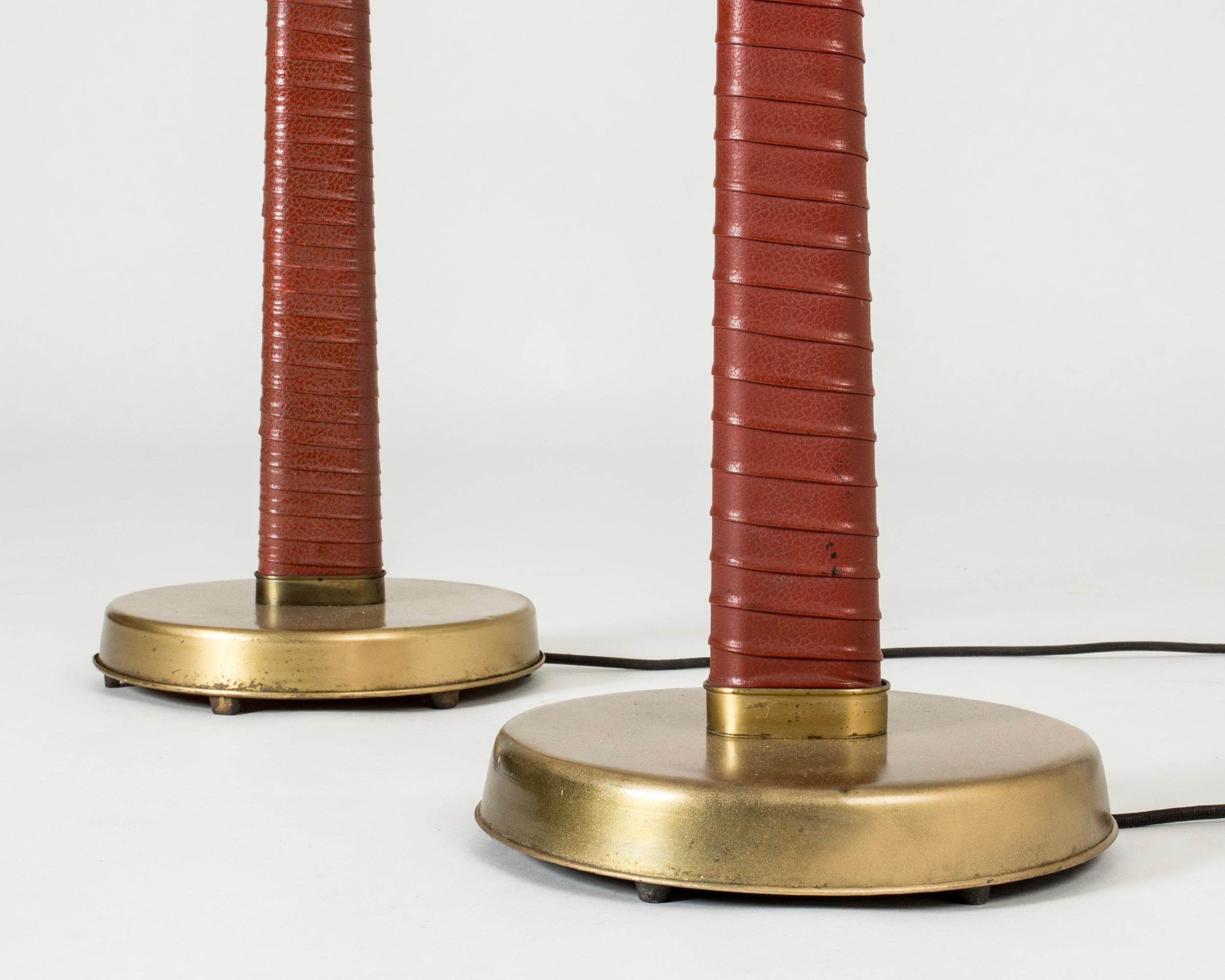 Mid-20th Century Midcentury leather Floor Lamps by Hans Bergström, Sweden, 1930s For Sale