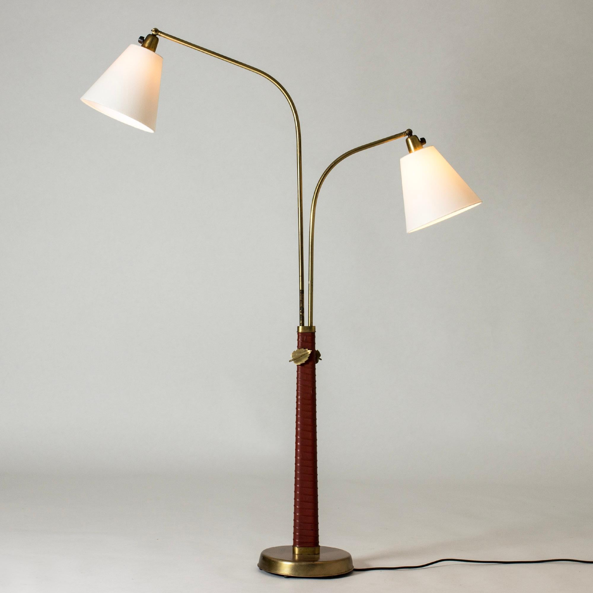 Midcentury leather Floor Lamps by Hans Bergström, Sweden, 1930s For Sale 1