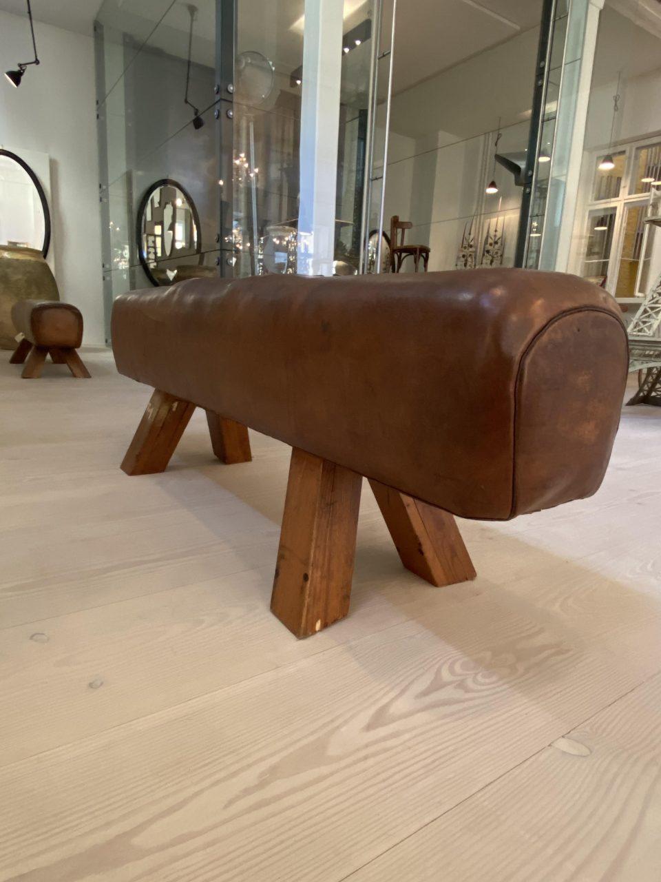 Midcentury Leather Gym Horse/Bench, France 1