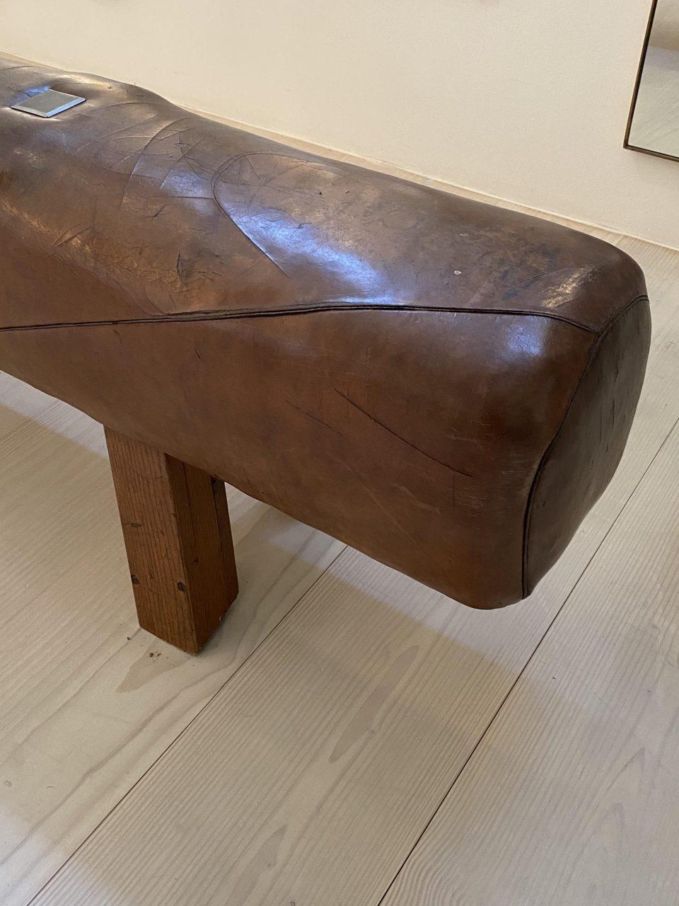 Midcentury Leather Gym Horse/Bench, France 3