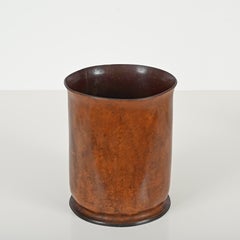 Midcentury Leather Italian Decorative Waste Paper Basket, Nova Tecno 1970s