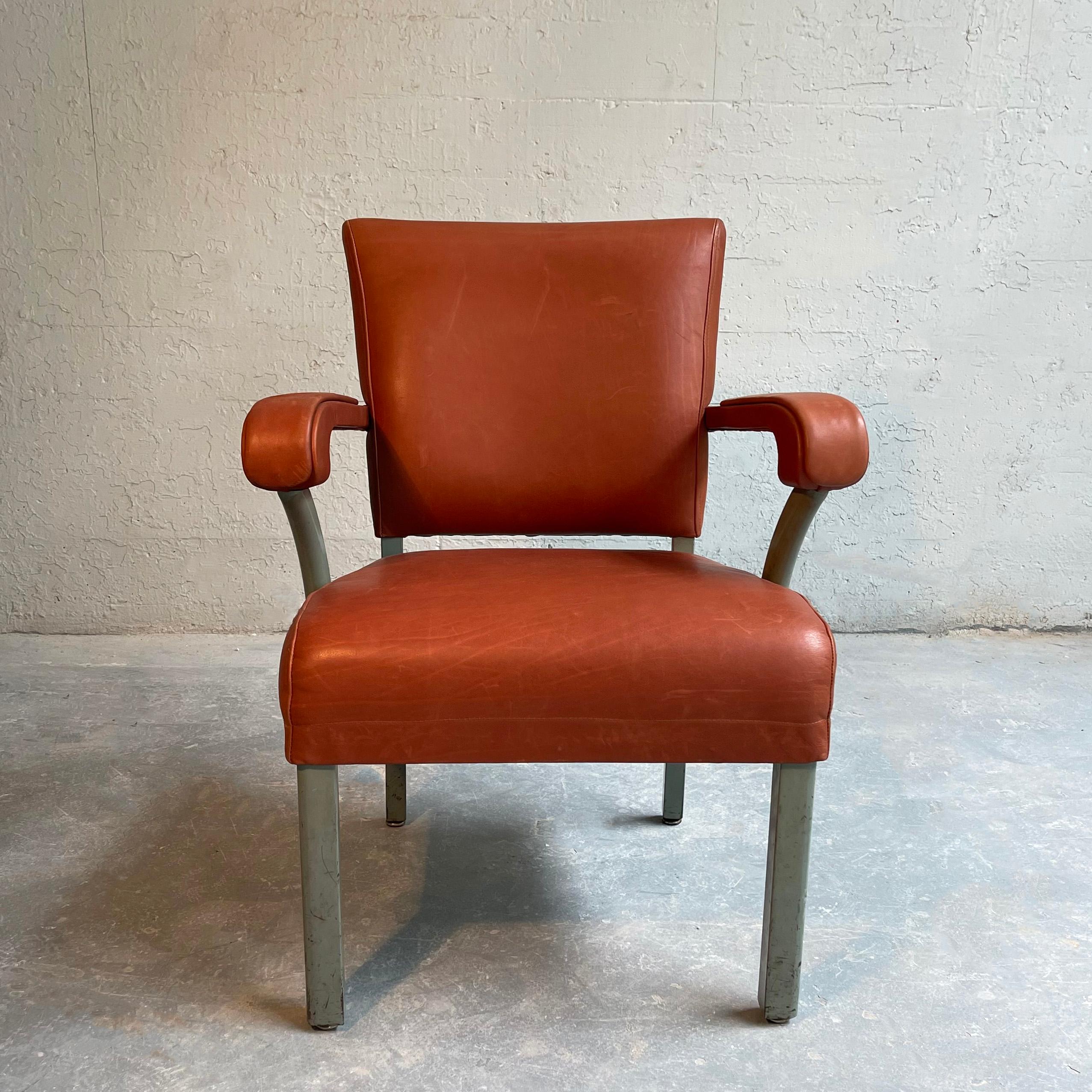 Midcentury Leather Office Armchair by Remington Rand In Good Condition In Brooklyn, NY