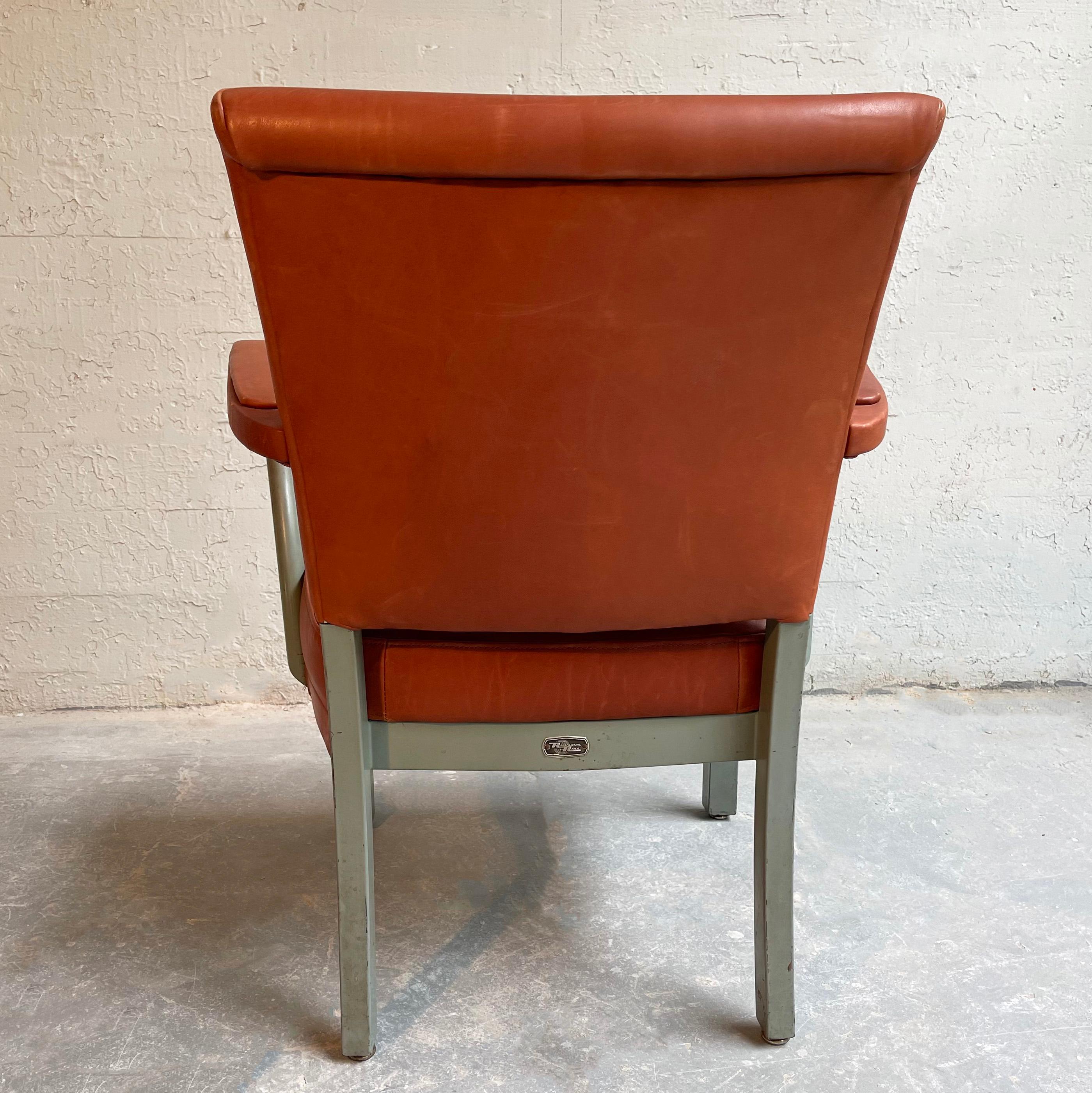 Steel Midcentury Leather Office Armchair by Remington Rand