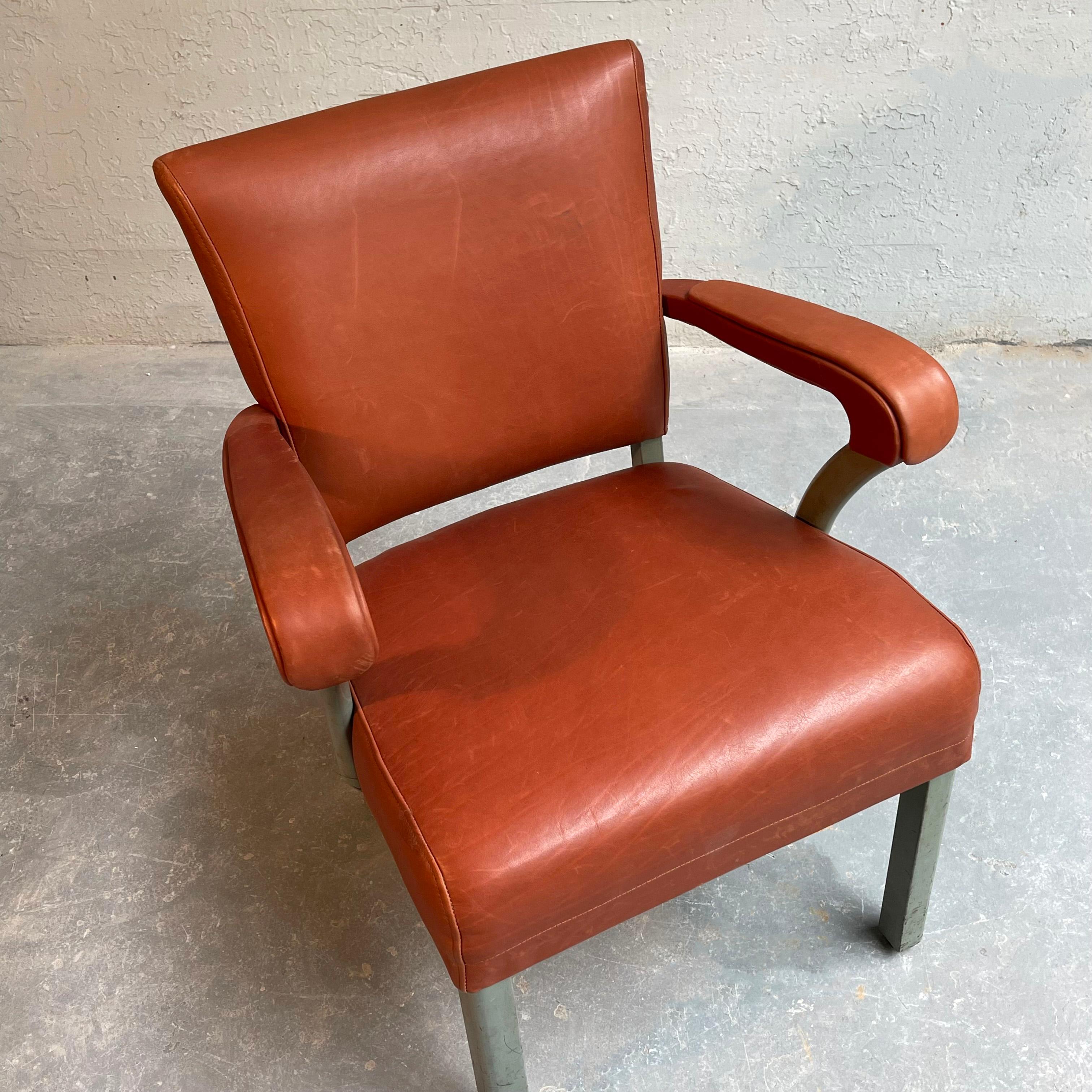 Midcentury Leather Office Armchair by Remington Rand 1