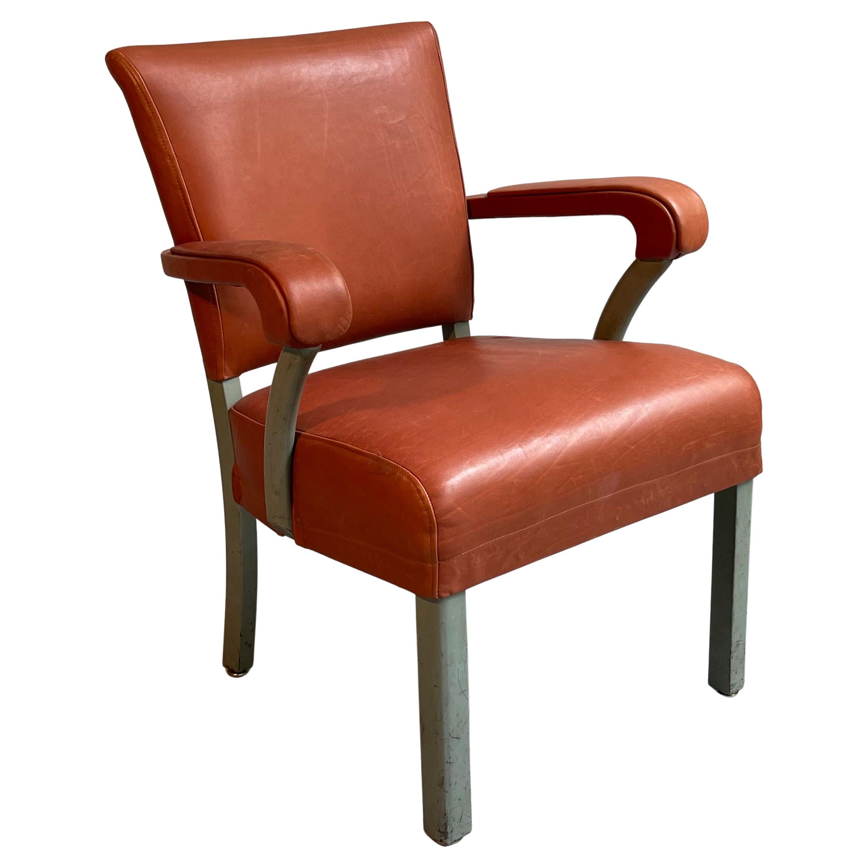 Midcentury Leather Office Armchair by Remington Rand