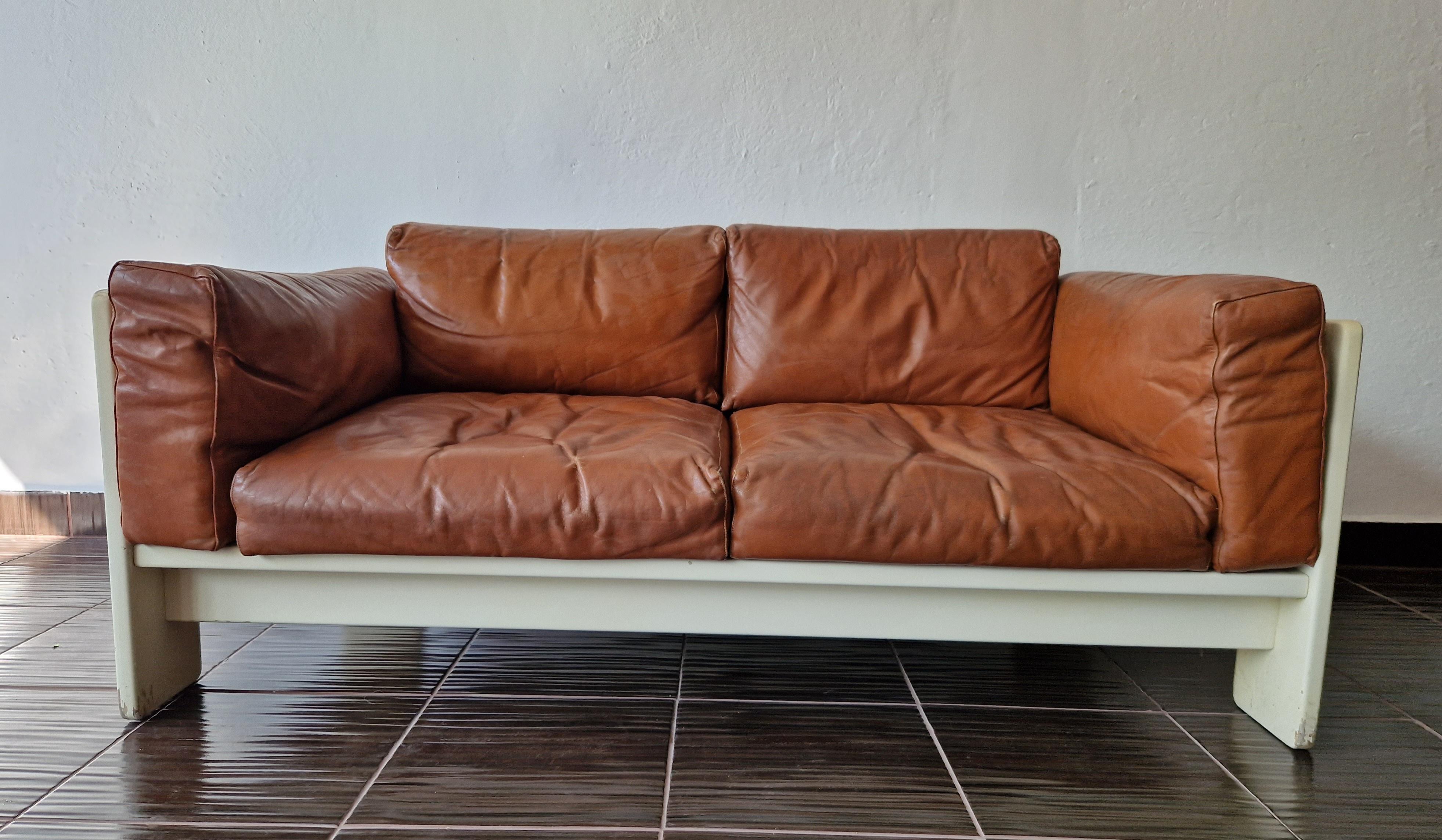 Metà XX secolo Divano in pelle del Medioevo Bastiano, Afra & Tobia Scarpa, Knoll, 1962