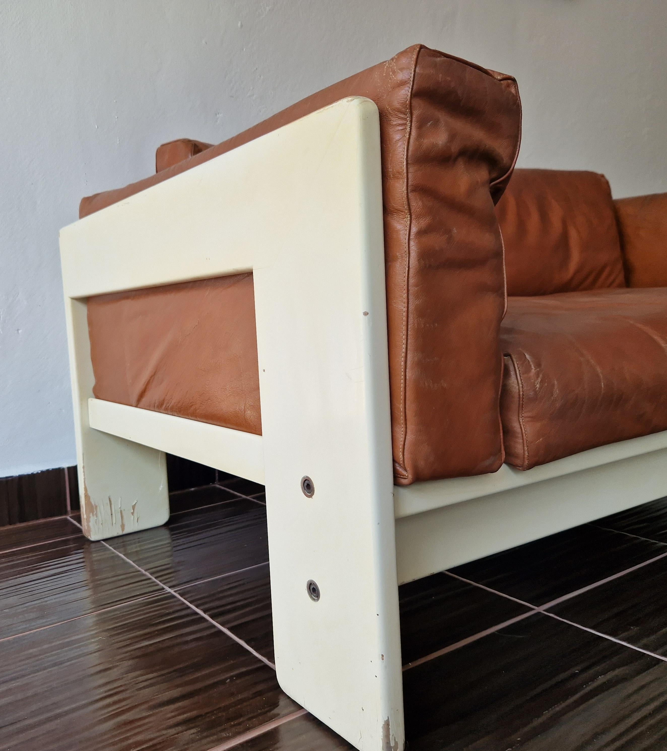 Divano in pelle del Medioevo Bastiano, Afra & Tobia Scarpa, Knoll, 1962 1