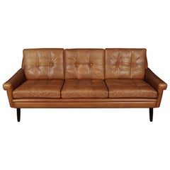 Midcentury Leather Sofa from Denmark, circa 1970