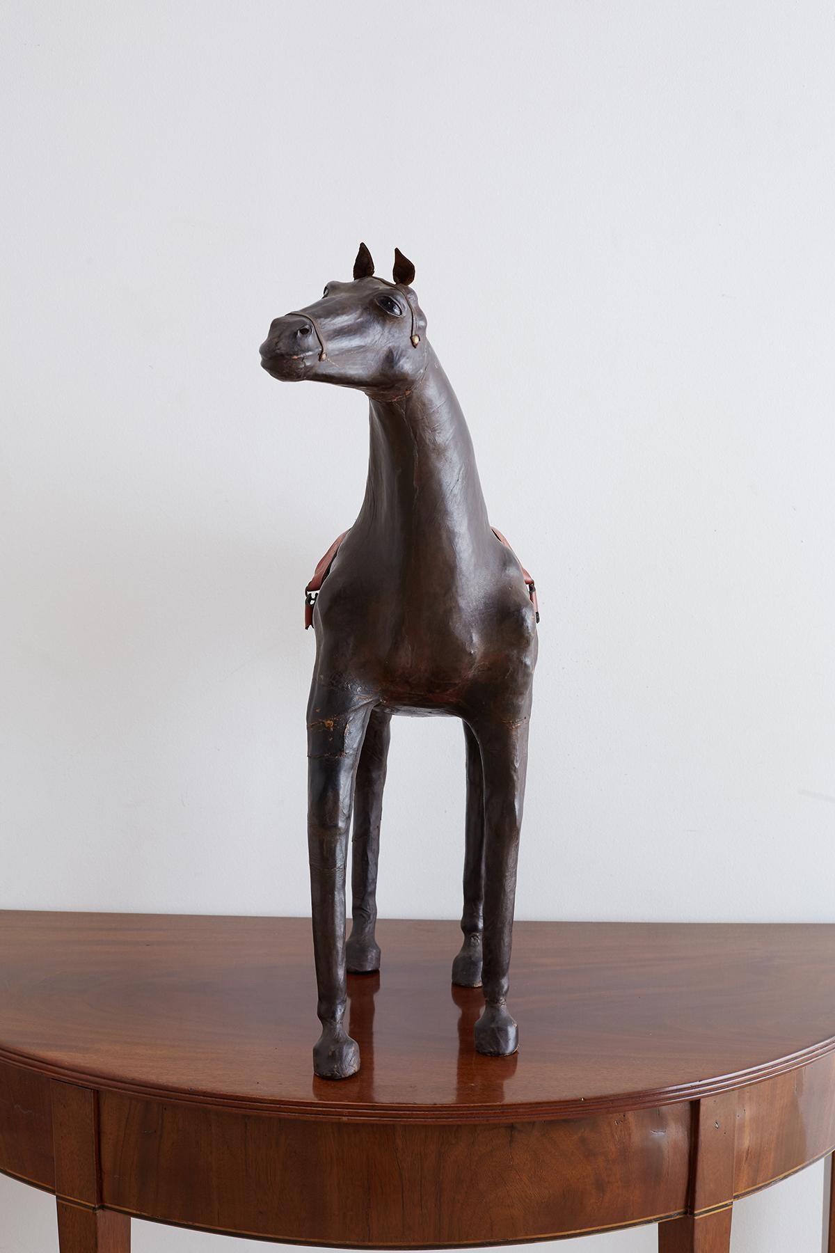Midcentury Leather Thoroughbred Horse Sculpture 2
