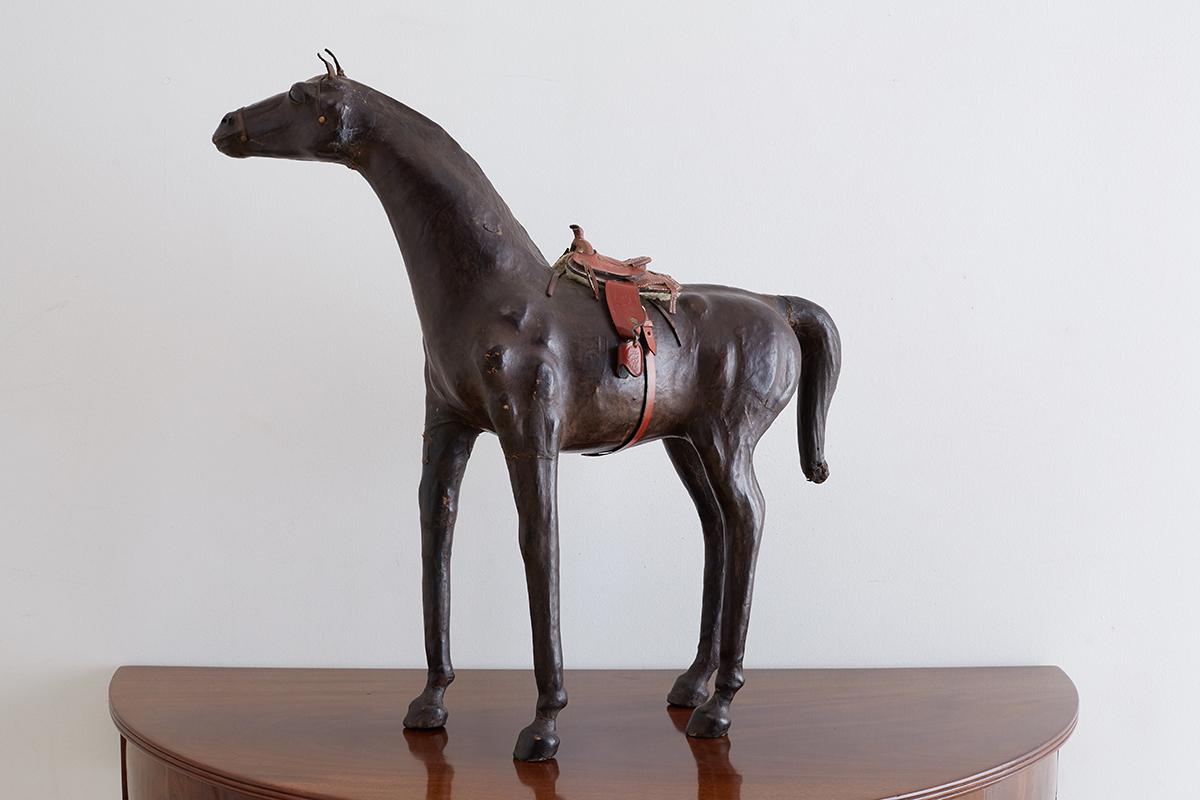Midcentury Leather Thoroughbred Horse Sculpture 3