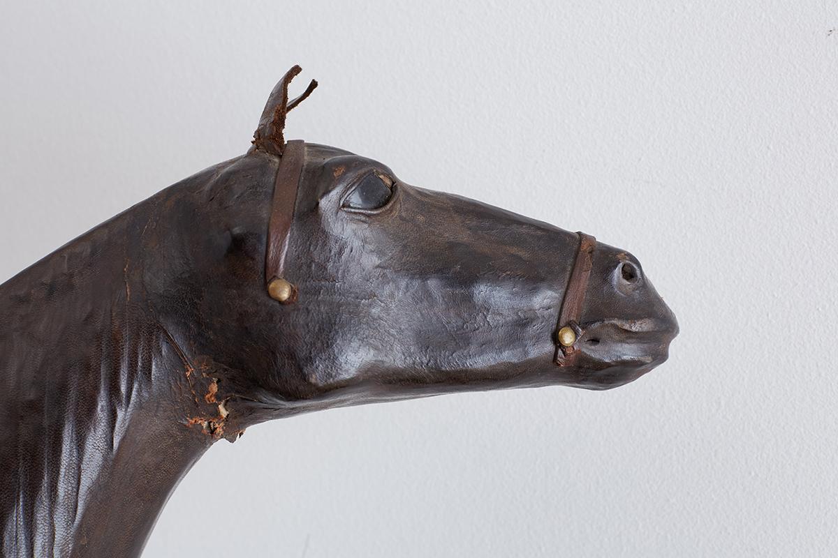Midcentury Leather Thoroughbred Horse Sculpture 4