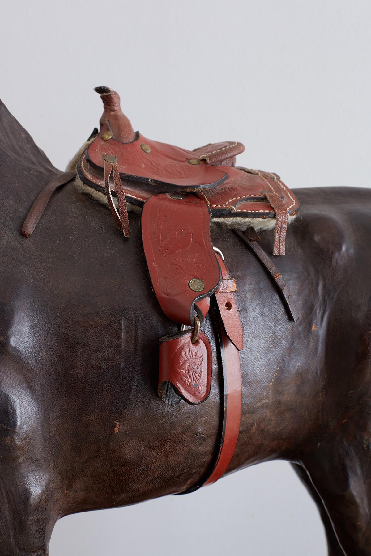 Midcentury Leather Thoroughbred Horse Sculpture 9