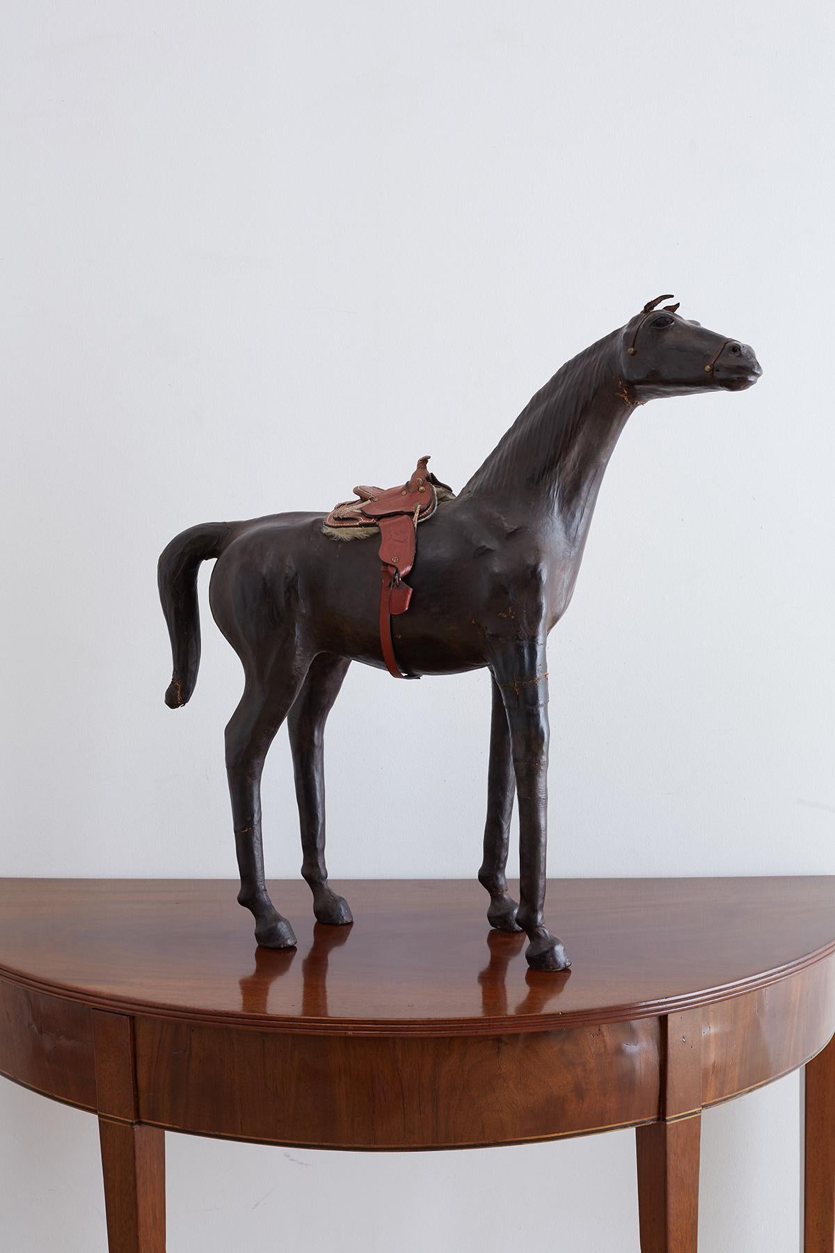 Mid-Century Modern Midcentury Leather Thoroughbred Horse Sculpture