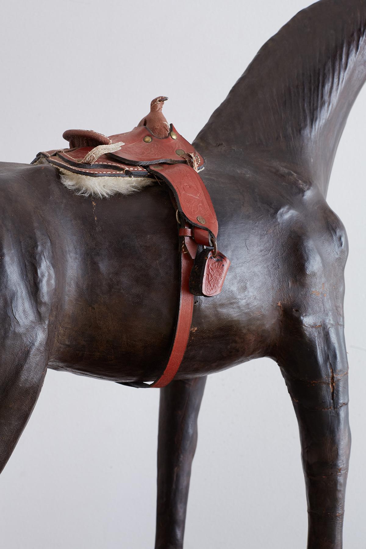 Midcentury Leather Thoroughbred Horse Sculpture 12