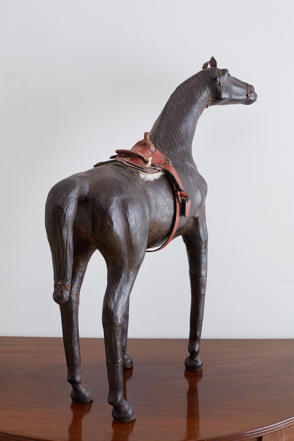 Midcentury Leather Thoroughbred Horse Sculpture In Good Condition In Rio Vista, CA
