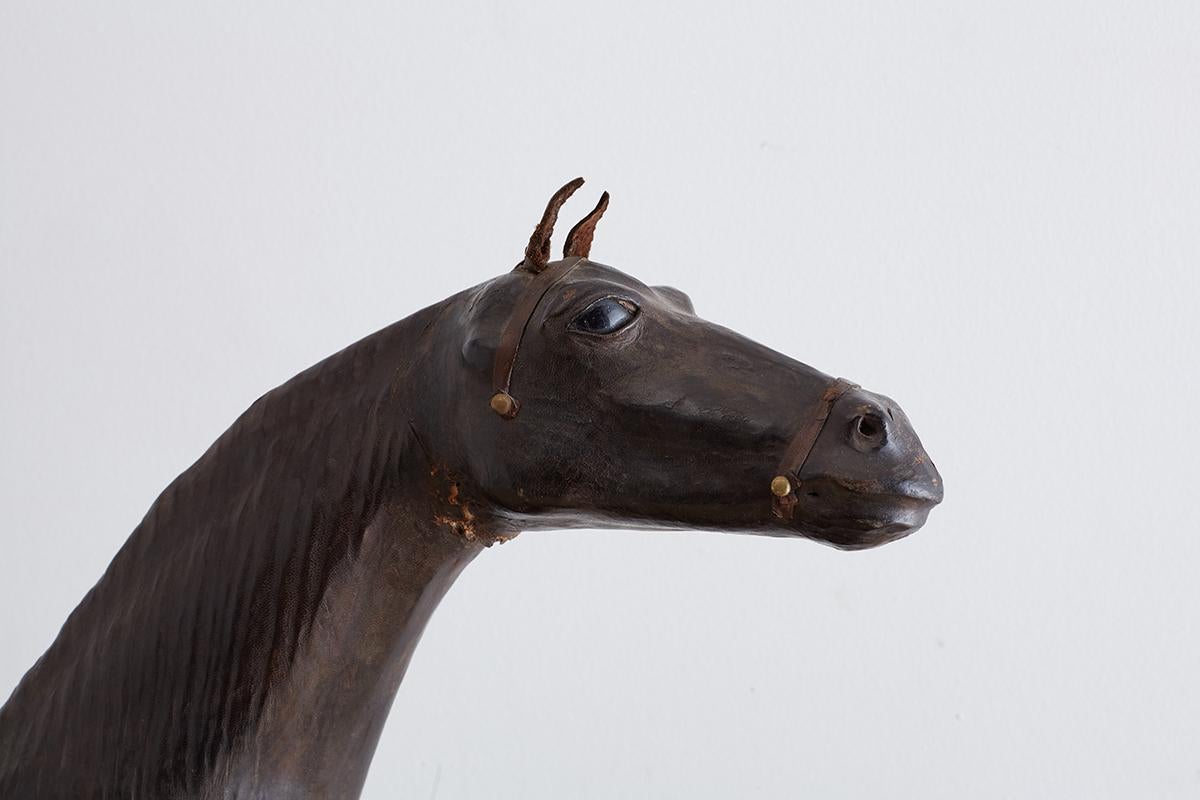 20th Century Midcentury Leather Thoroughbred Horse Sculpture