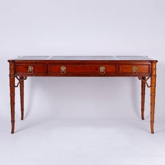 Midcentury Leather Top Desk