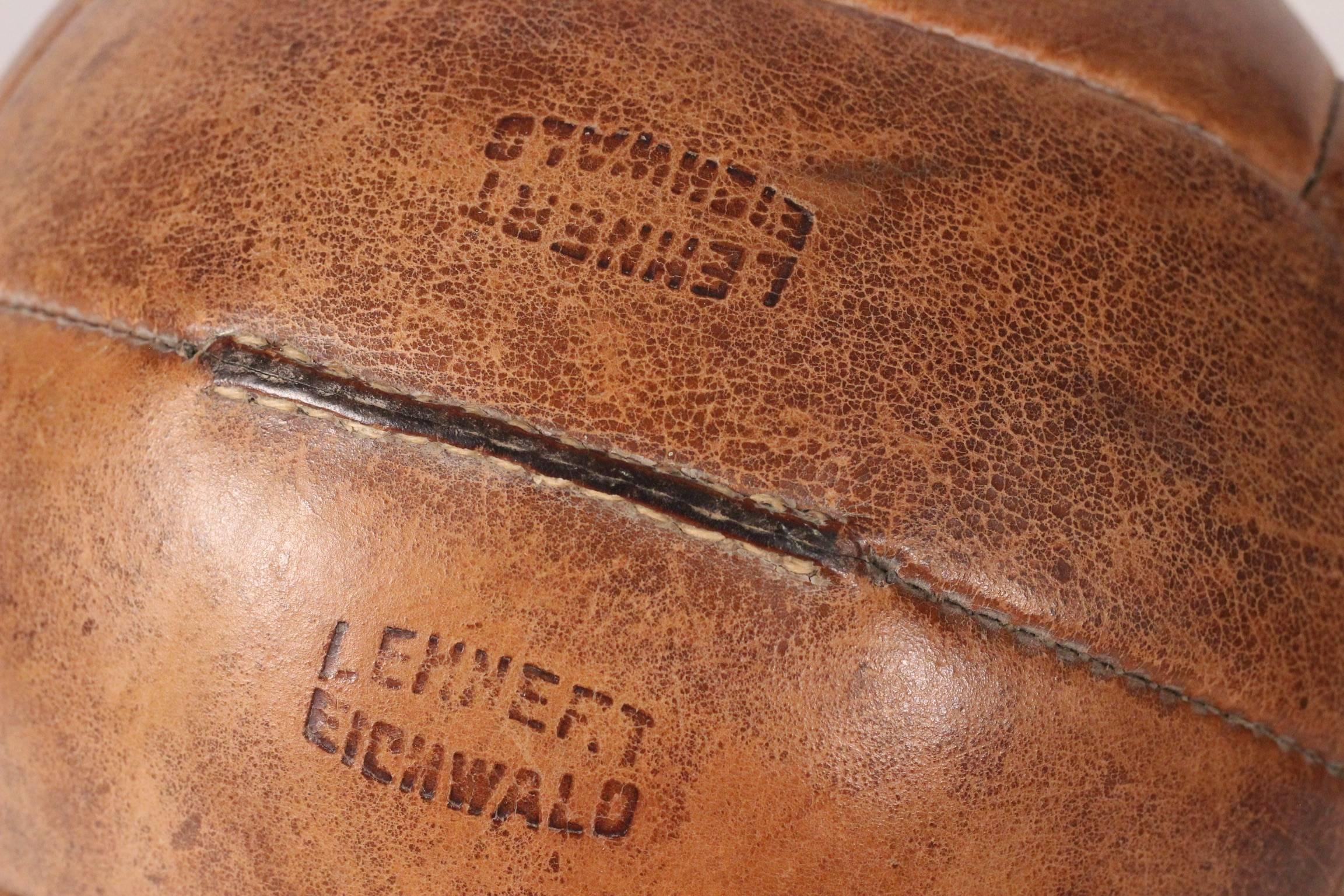 Midcentury Leather Vintage Medicine Ball by Lemnert Eichwald 3