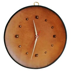 Midcentury Leather Wall Clock