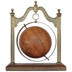Midcentury Leather World Globe by Sarreid