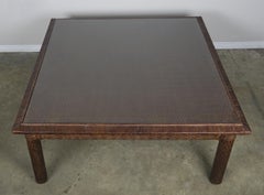Midcentury Leather Woven Coffee Table by ENT