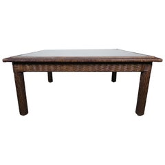 Midcentury Leather Woven Coffee Table by ENT
