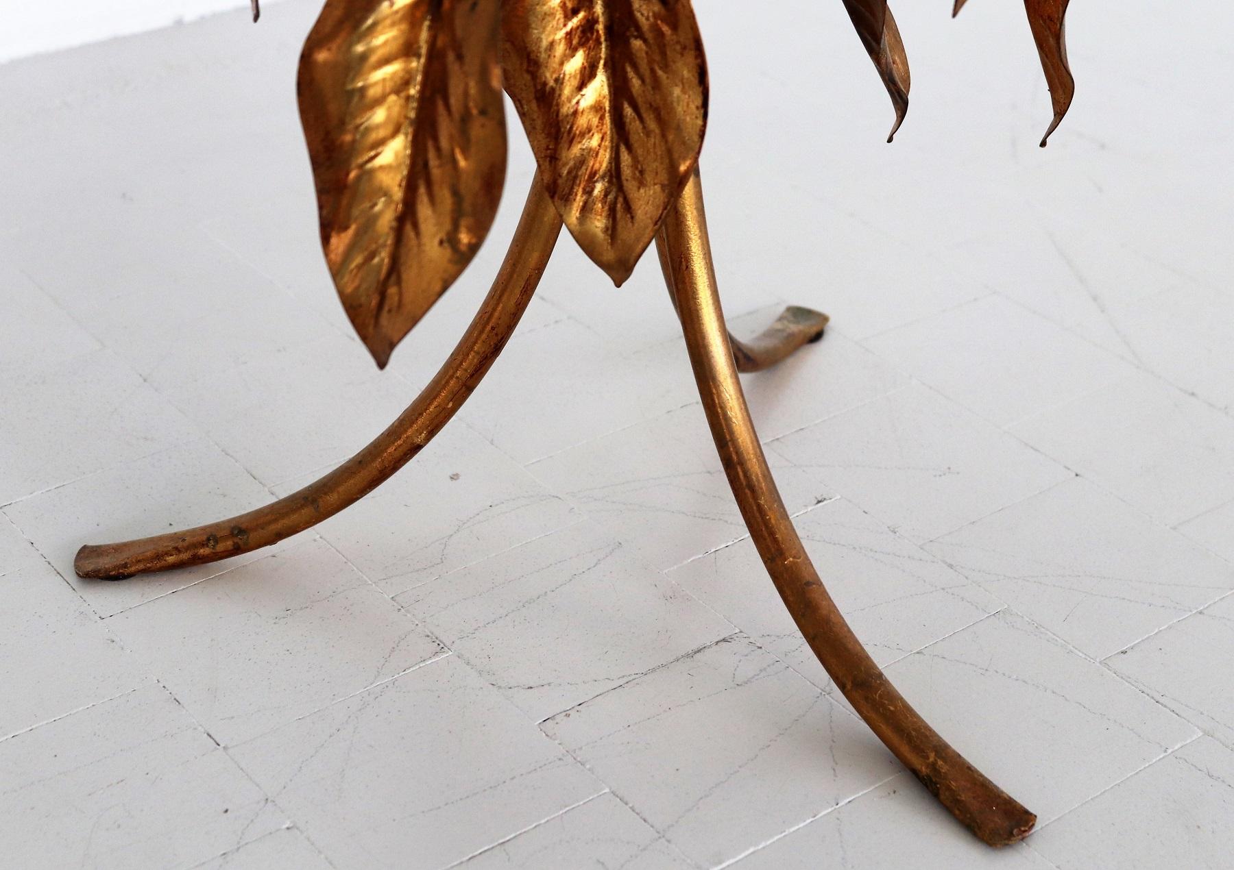 Midcentury Leaves and Flower Coffee Table in Gilt Metal by Hans Kögl, 1970s 6